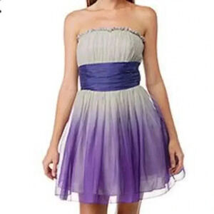 Betsey Johnson Purple Dress Mini Ombré Silk & Tulle Fairy Purple Gray 10